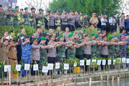 Kapolres Bandara Ngurah Rai Hadir dalam Kegiatan Penanaman Mangrove Nasional Secara Serentak