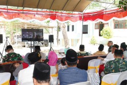 Danrem 084/Bhaskara Jaya Mengikuti Vidcon Peresmian Penggunaan Fasilitas Air Bersih dan Pencanangan Percepatan Penurunan Stunting