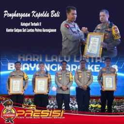 Polres Karangasem Terima Penghargaan Dari Dit Lantas Polda Bali