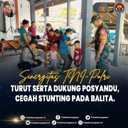 Sinergitas TNI-Polri, Turut Serta Dukung Posyandu, Cegah Stunting pada Balita