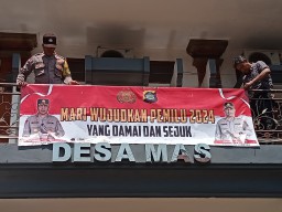 Polda Bali dan Jajaran Gencar Pasang Spanduk Ajak Masyarakat Ciptakan Pemilu Damai