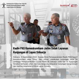 Kadiv PAS Kemenkumham Jatim Sidak Layanan Kunjungan di Lapas Sidoarjo