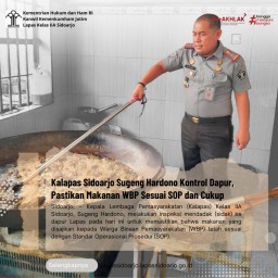 Kalapas Sidoarjo Sugeng Hardono Kontrol Dapur, Pastikan Makanan WBP Sesuai SOP dan Cukup