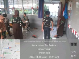 Siswa SDN Rangkah 1 Gelar Kegiatan Bersih-Bersih Sekolah