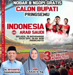 Di Princhsto Pringsewu Nobar Indonesia Vs Arab Saudi Dan Ngopi Gratis Bareng Paslon No Urut 3
