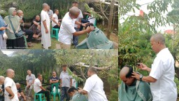 Bentuk Rasa Syukur Tim Kemenangan H.Riyanto Pamungkas Cukur Rambut Hingga Botak