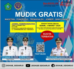 Jangan Sampai ketinggalan, Pemkab Sidoarjo Buka Pendaftaran Mudik Gratis
