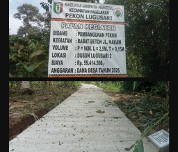 Pemerintah Pekon Lugu Sari Bangun Jalan Rabat Beton Melalui ,ADD Tahap 1 Tahun 2025