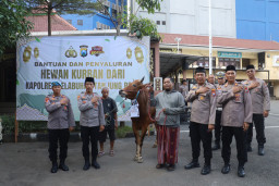 Polres Pelabuhan Tanjung Perak Salurkan Hewan Kurban di Hari Raya Iduladha 1447 H. 