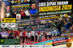 Liga Sepak Takraw Indonesia 2026 Resmi Bergulir di Surabaya, PB PSTI Bidik Lahirkan Atlet Nasional Berprestasi