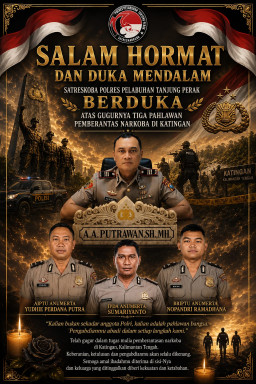POLRES PELABUHAN TANJUNG PERAK BERDUKA ATAS GUGURNYA TIGA PAHLAWAN PEMBERANTAS NARKOBA DI KATINGAN