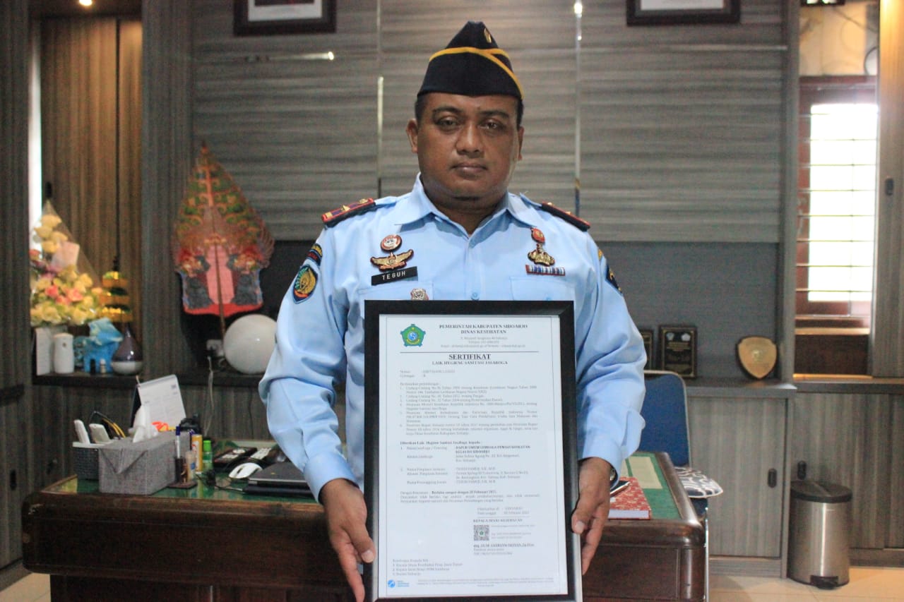 Dapur Lapas Sidoarjo Dapatkan Sertifikat Laik Hygiene Sanitasi Jasaboga dari Dinkes