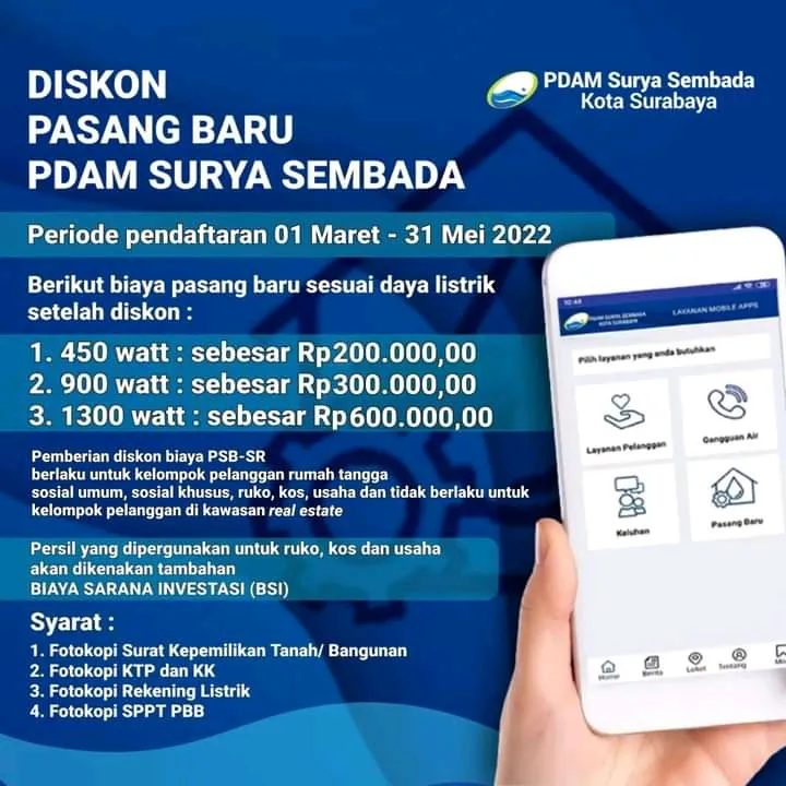 PDAM Kota Surabaya Kembali Hadirkan Pemasangan Baru Harga Terjangkau