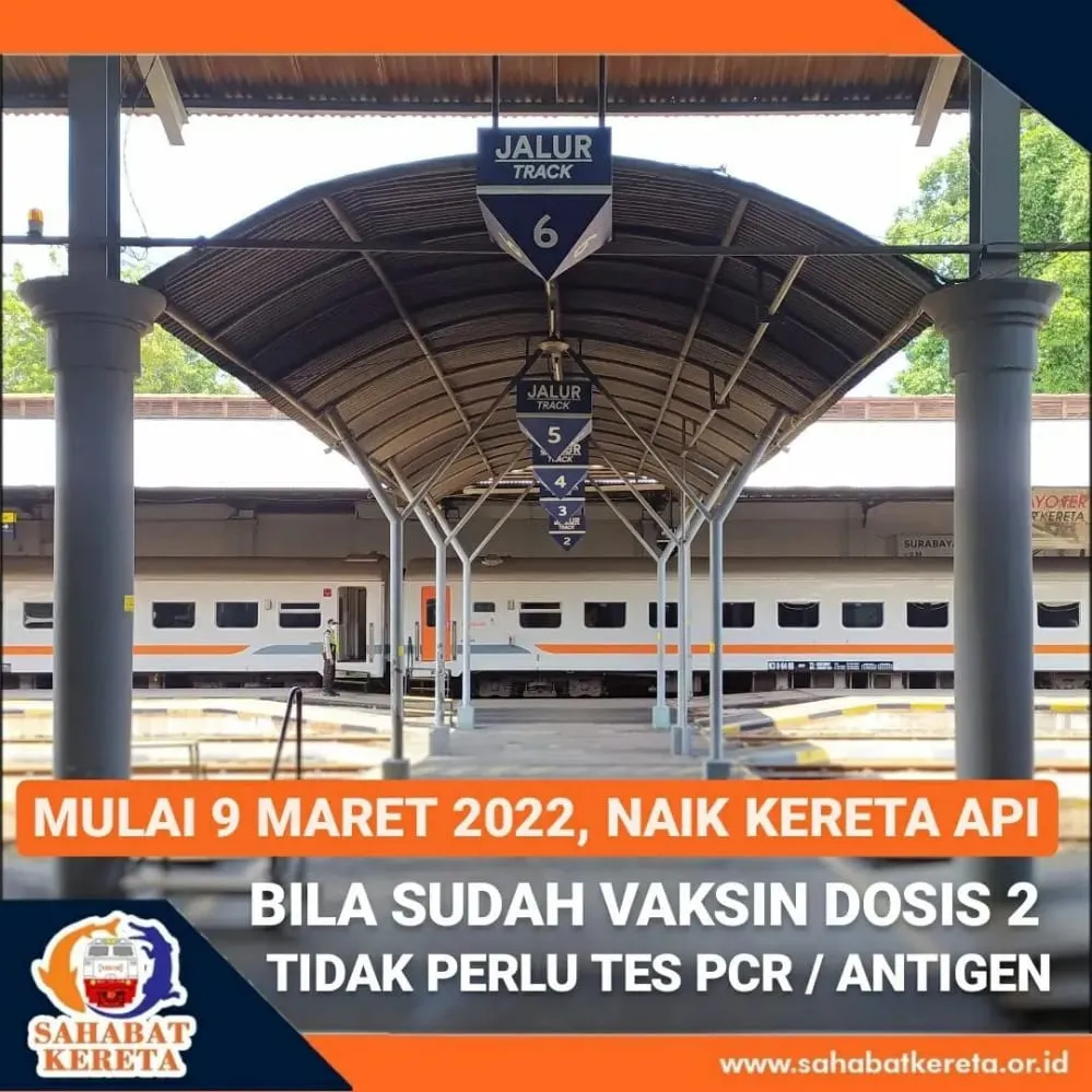 Mulai Hari Ini, Pelanggan KA Jarak Jauh yang Sudah Vaksin Lengkap Tidak Perlu Tunjukkan Hasil Antigen/PCR