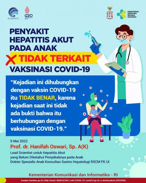 Tidak Ada Kaitan antara Vaksinasi COVID-19 dengan Penyakit Hepatitis Akut pada Anak