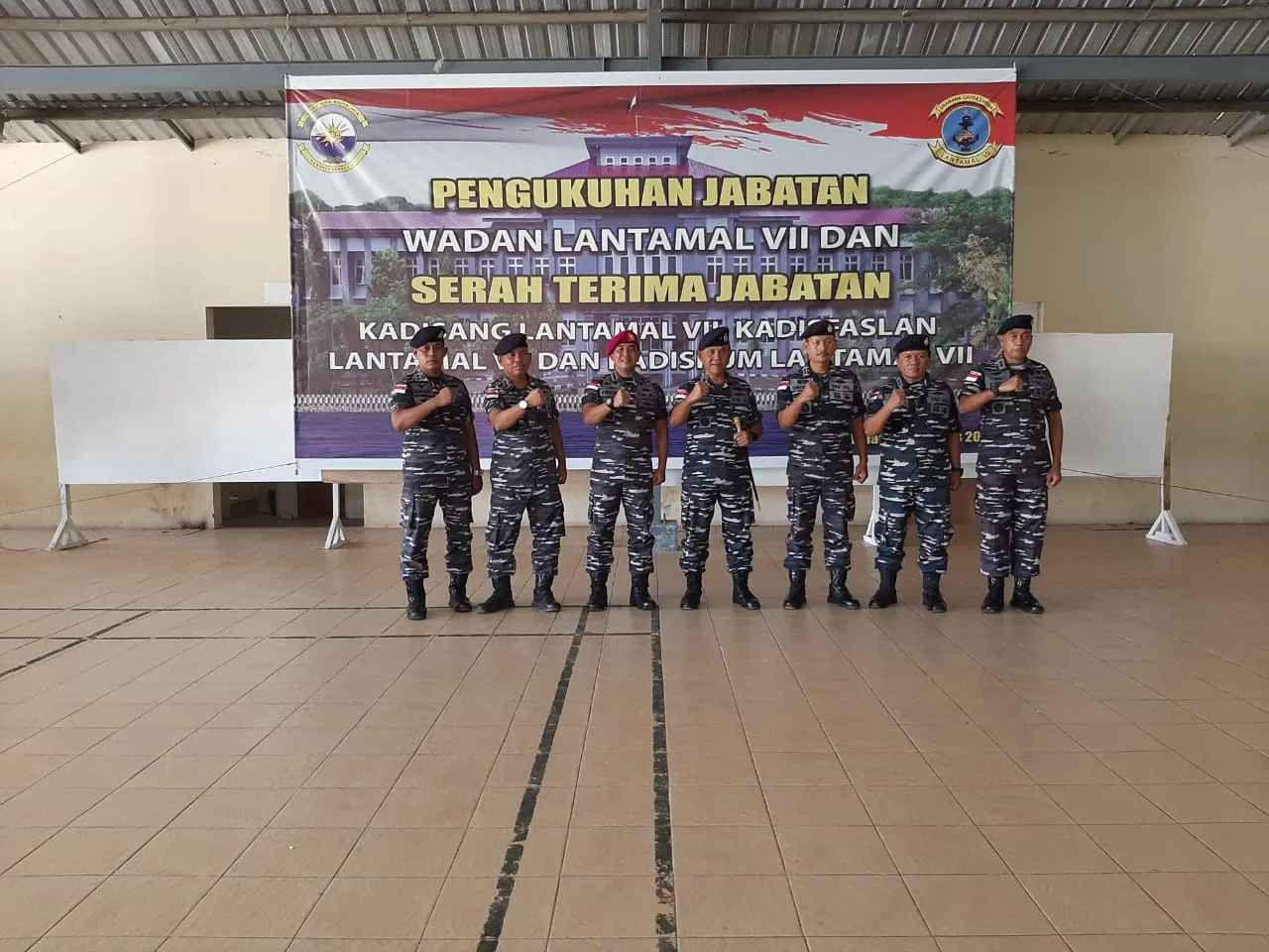 DANLANUDAL KUPANG MENGIKUTI PENGUKUHAN WADAN LANTAMAL VII KUPANG DAN SERAH TERIMA JABATAN KADISANG, KADISFASLAN, KADISKUM LANTAMAL VII