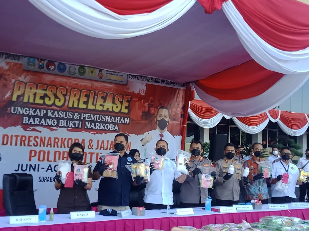 Polda Jatim Gelar Pemusnahan Barang Bukti Narkoba Mulai April sampai Agustus 2022