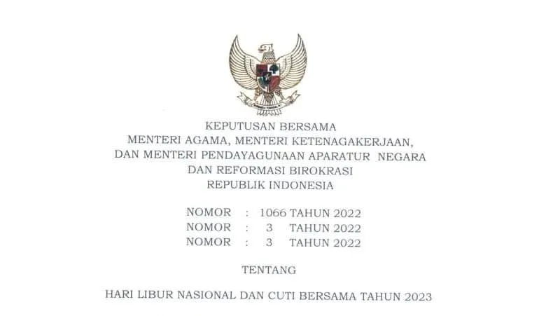 Pemerintah Tetapkan Hari Libur Nasional dan Cuti Bersama Tahun 2023