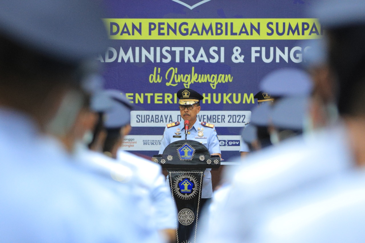 Kakanwil Kemenkumham Jatim Harap Kalapas/ Karutan Baru Tingkatkan Profesionalitas & Soliditas