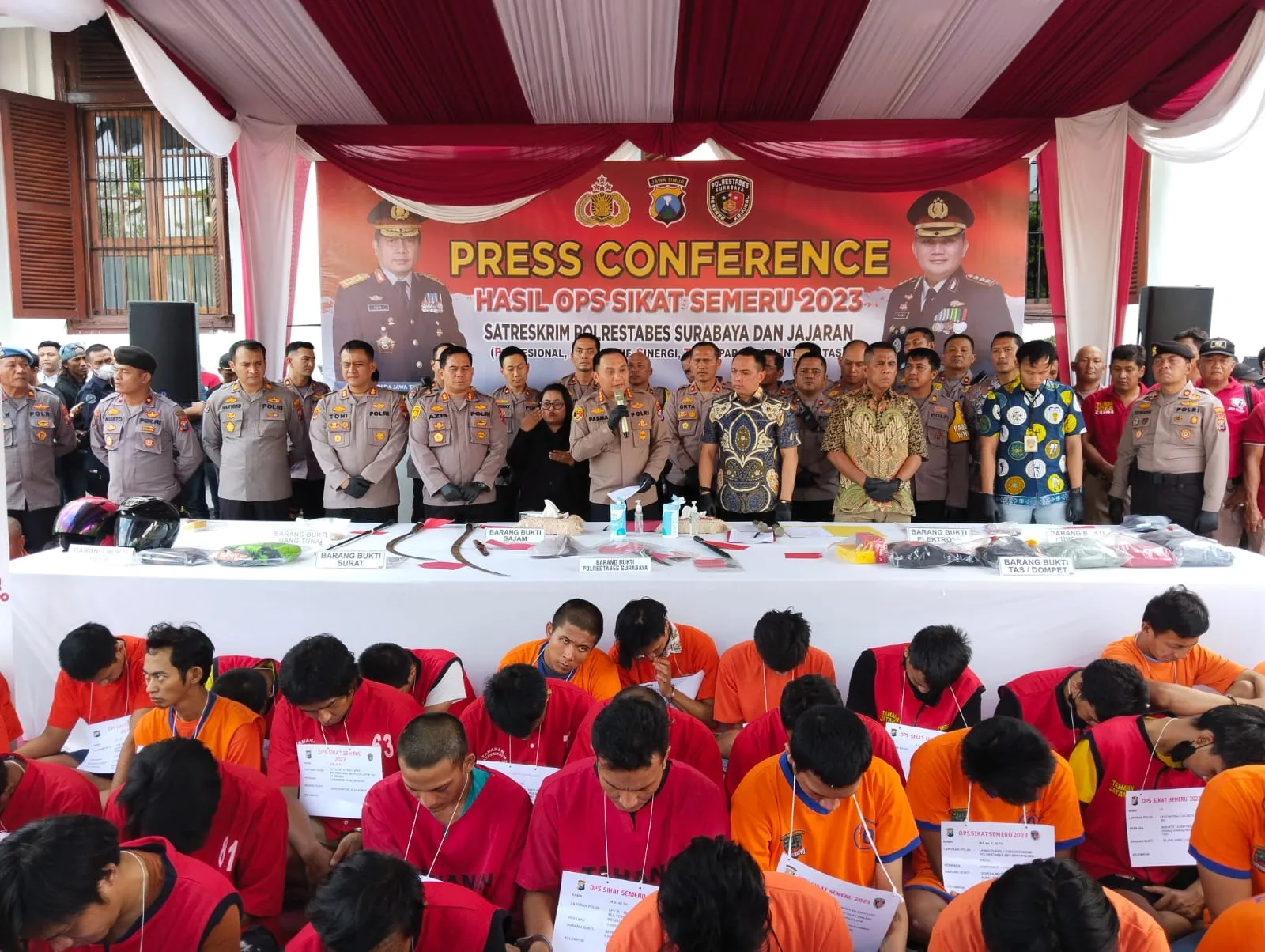 Hasil Operasi Sikat Semeru Polrestabes Surabaya Ringkus 99 Tersangka dan 177 Kasus Selama Operasi Sikat Semeru 2023
