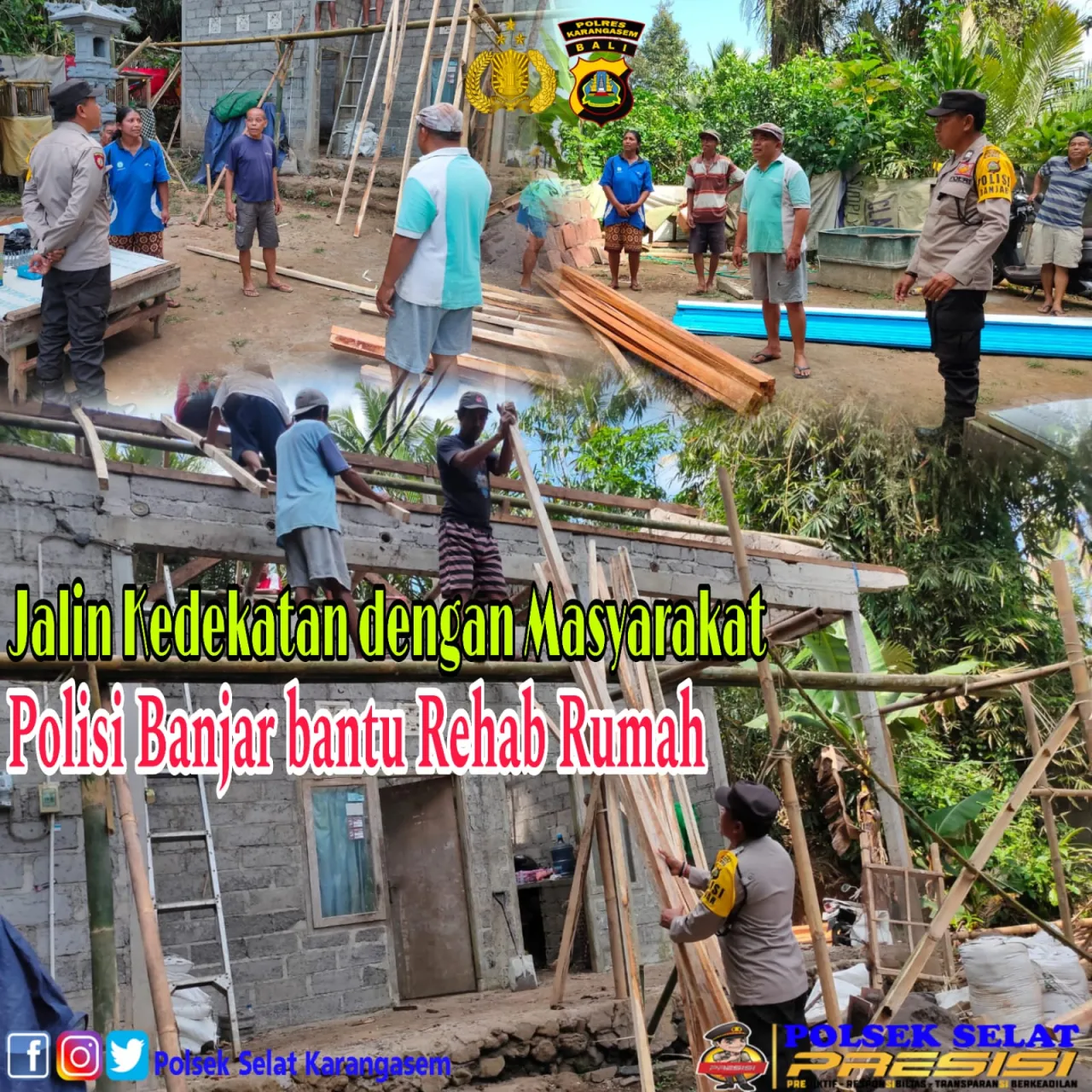 Jalin Kedekatan Dengan Masyarakat Polisi Banjar Wates Kangin Membantu Rehab Rumah.