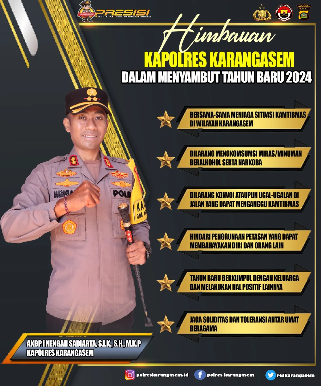 Himbauan Kapolres Karangasem Menjelang Tutup Tahun