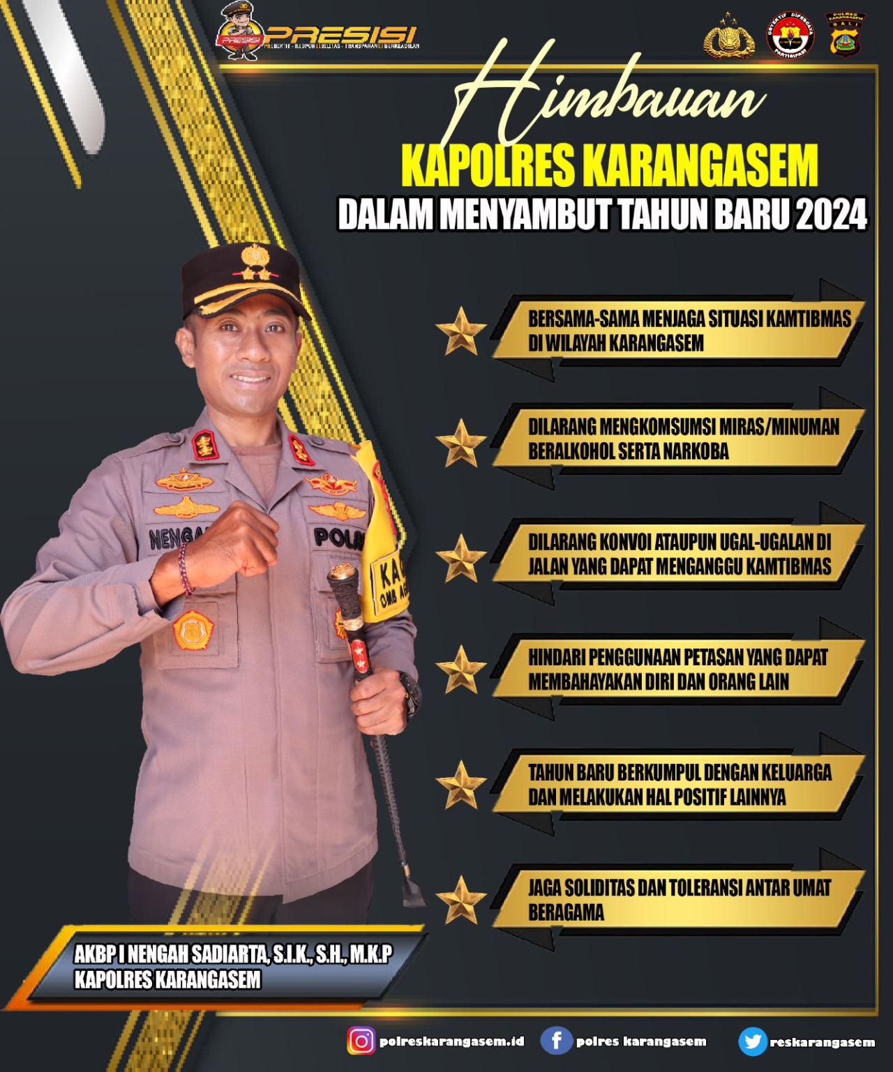 Himbauan Kapolres Karangasem Menjelang Tutup Tahun
