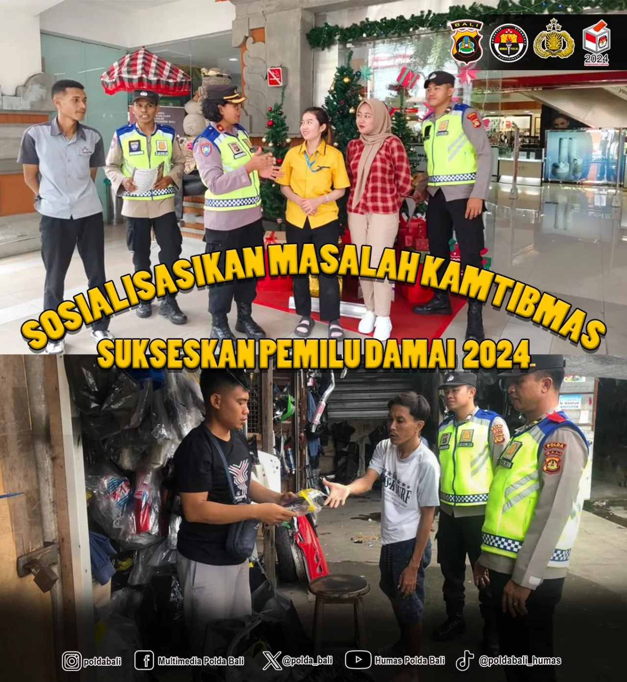 Amankan Pemilu 2024, Satgas Binmas Ops OMB Sosialisasikan Kamtibmas Pada Pasar & Mall di Denpasar*