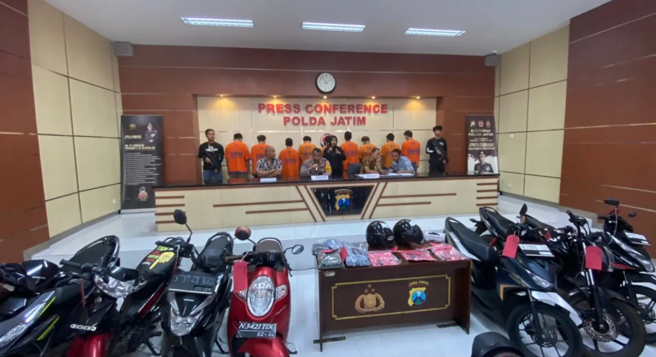 Subdit III Jatanras Polda Jatim Tangkap 9 Pelaku Curanmor pada 23 TKP