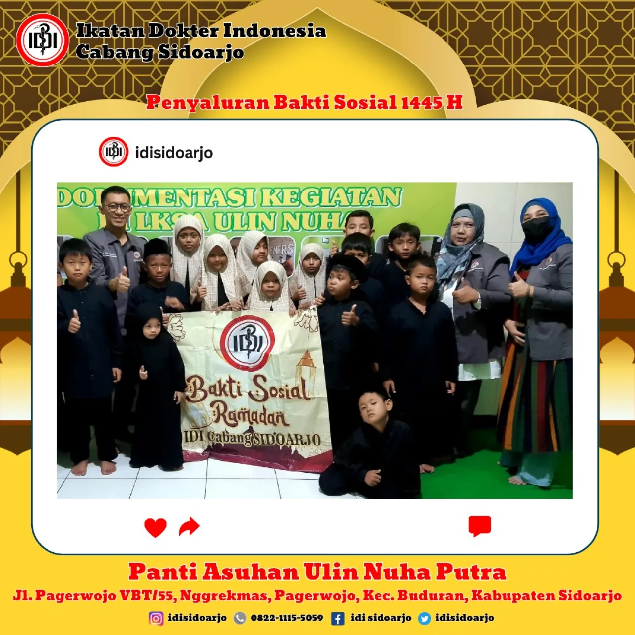 IDI Cabang Sidoarjo Menyalurkan Sembako di 6 Panti Asuhan