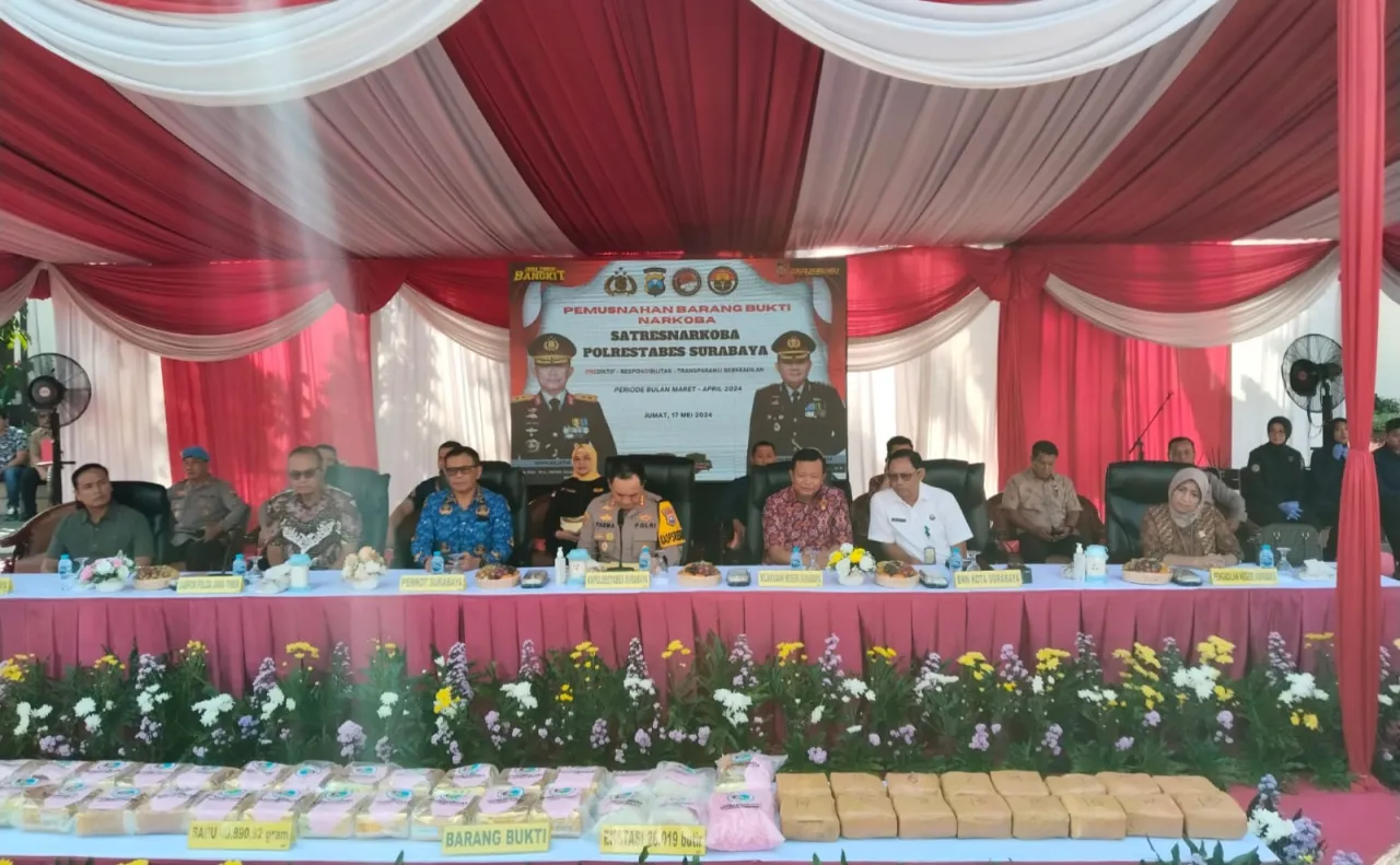 Polrestabes Surabaya Musnahkan Barang Bukti Janis Sabu 40,8 KG Dalam Kurung Waktu 2 Bulan
