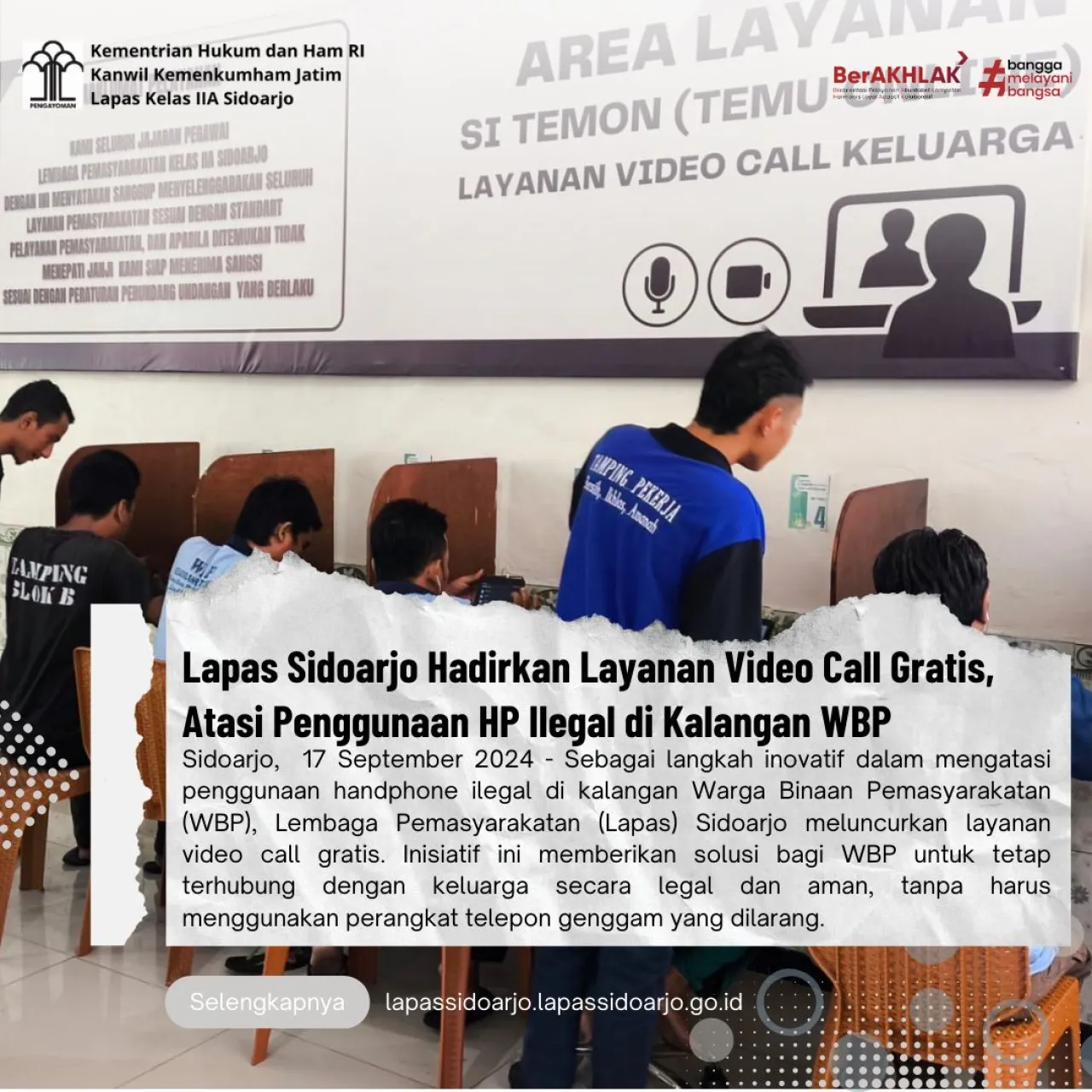 Lapas Sidoarjo Hadirkan Layanan Video Call Gratis, Atasi Penggunaan HP Ilegal di Kalangan WBP