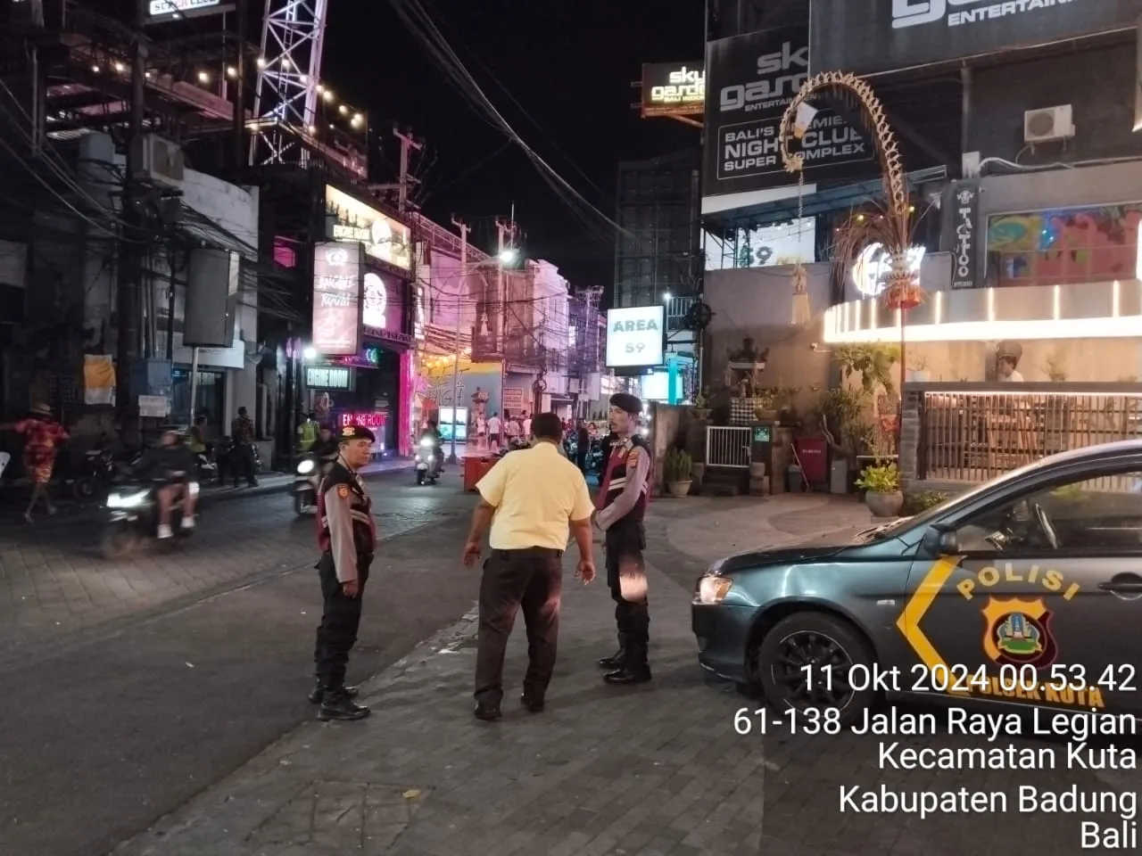 Polsek Kuta Laksanakan Blue Light Patrol Lakukan Langkah Preventif