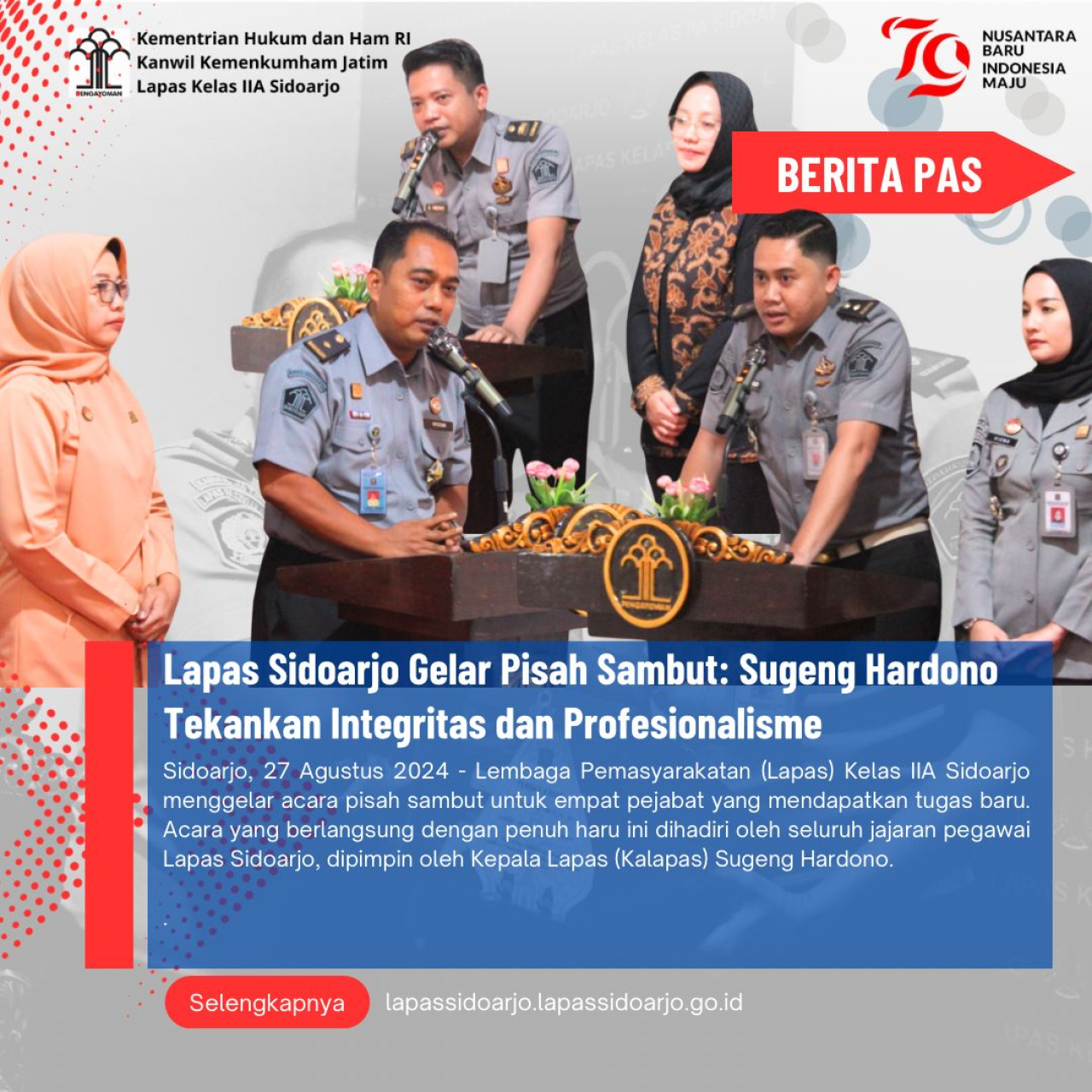 Kalapas Sidoarjo Sugeng Hardono Tekankan Integritas dan Profesionalisme