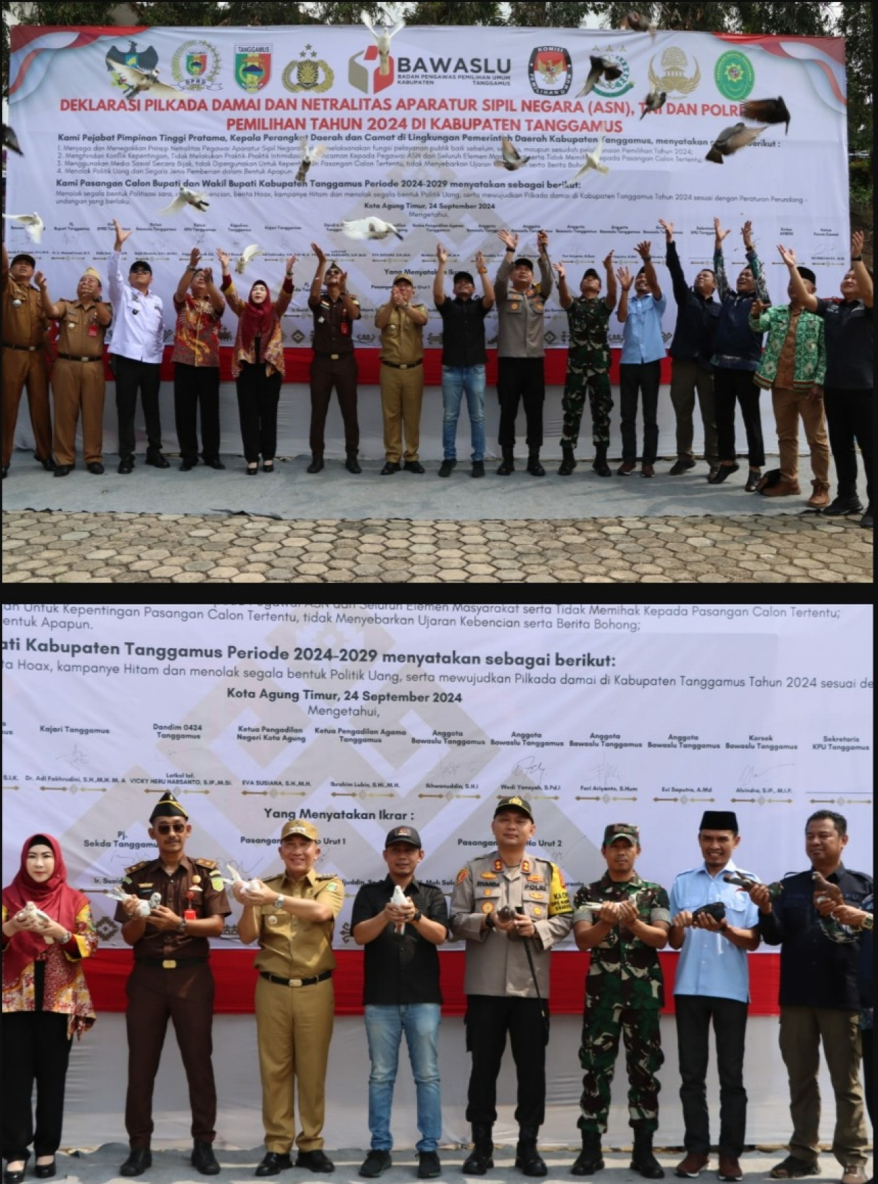 Hadiri Deklarasi Pilkada Damai 2024 ,Kapolres Tanggamus Tegaskan Netralitas ASN,TNI Dan Polri