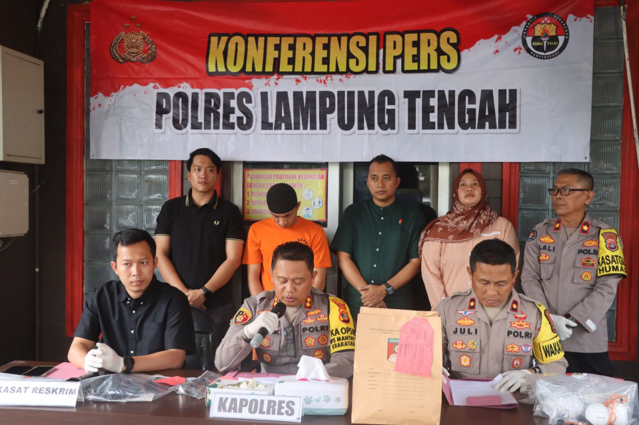 Pelaku Penembakan Istri di Lampung Tengah Berhasil Diamankan, Kapolres Gelar Konferensi Pers