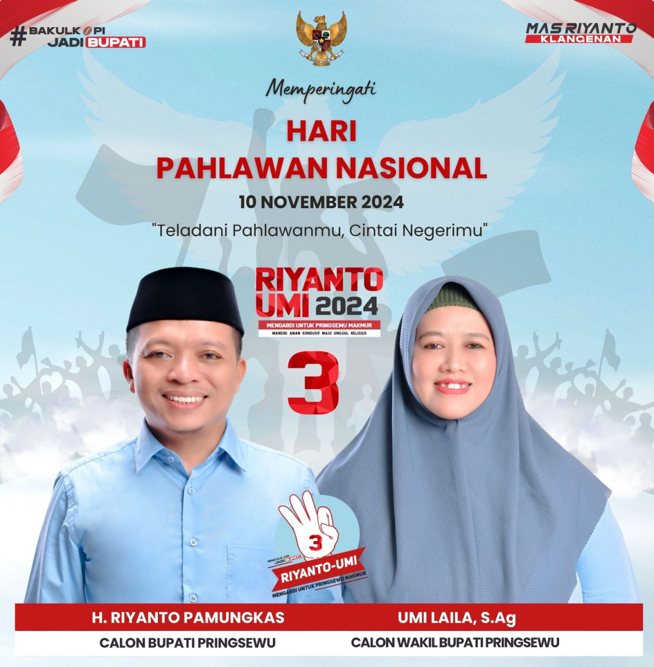Riyanto-Umi mengucapkan Selamat Hari Pahlawan Nasional, 10 November 2024