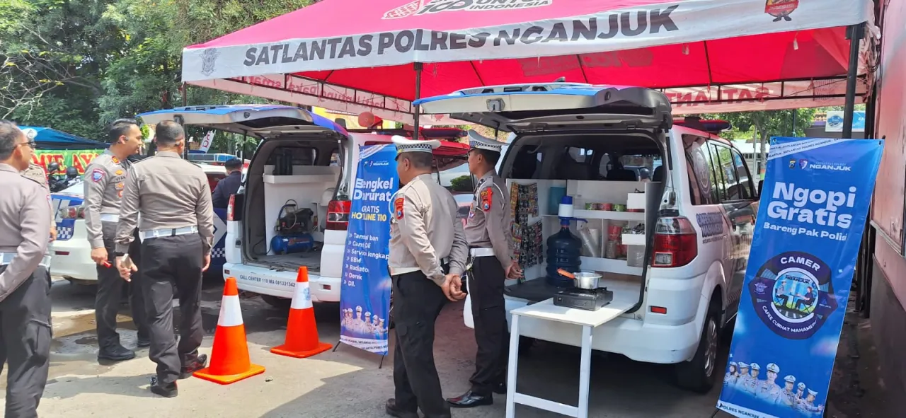 Mudik Auto Nyaman Polres Nganjuk Hadirkan Cafe dan Bengkel Gratis