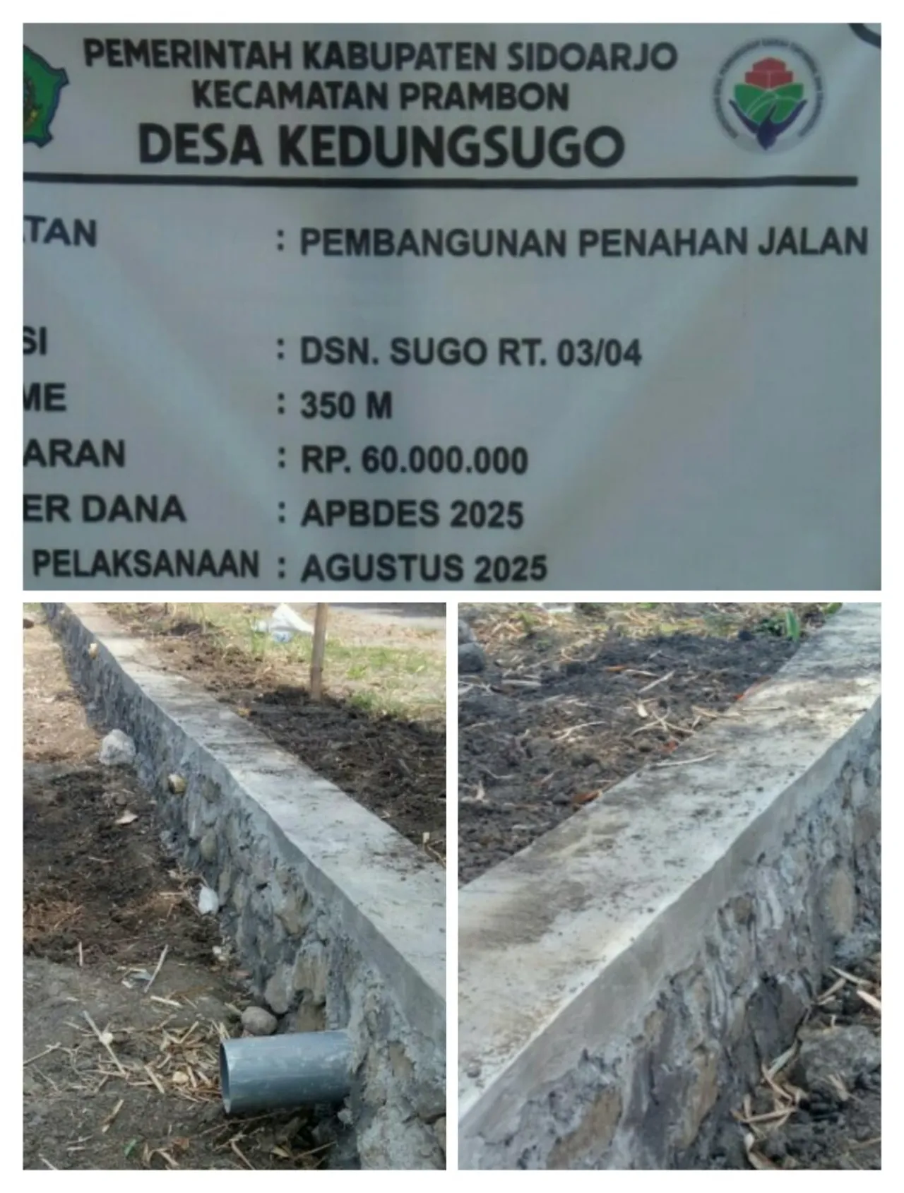 Optimalkan APBDes, Pemdes Kedung Sugo Bangun Plengseng Penahan Tanah