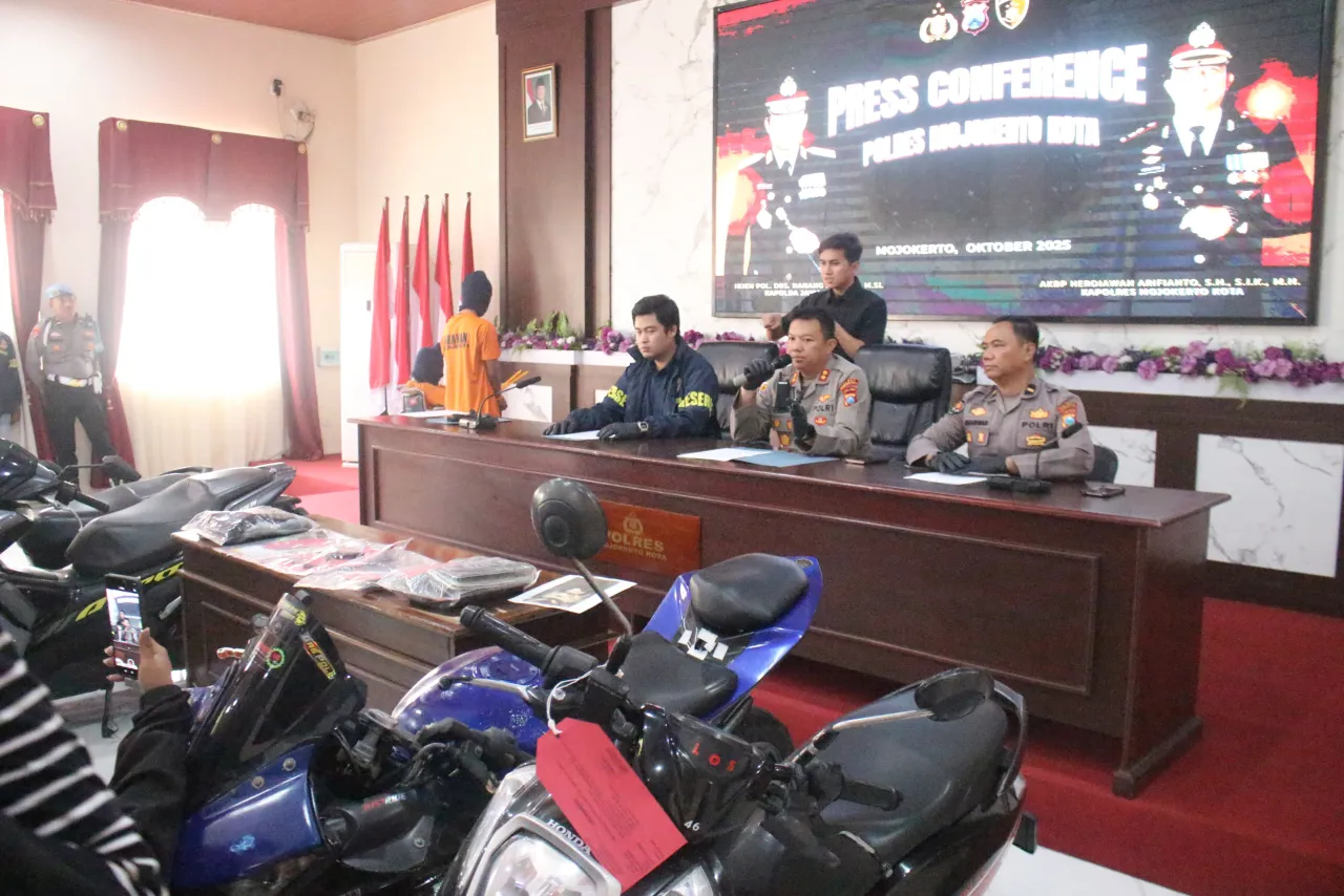 Polres Mojokerto Kota Berhasil Ungkap Curanmor Dua Tersangka dan 4 Unit Motor Diamankan