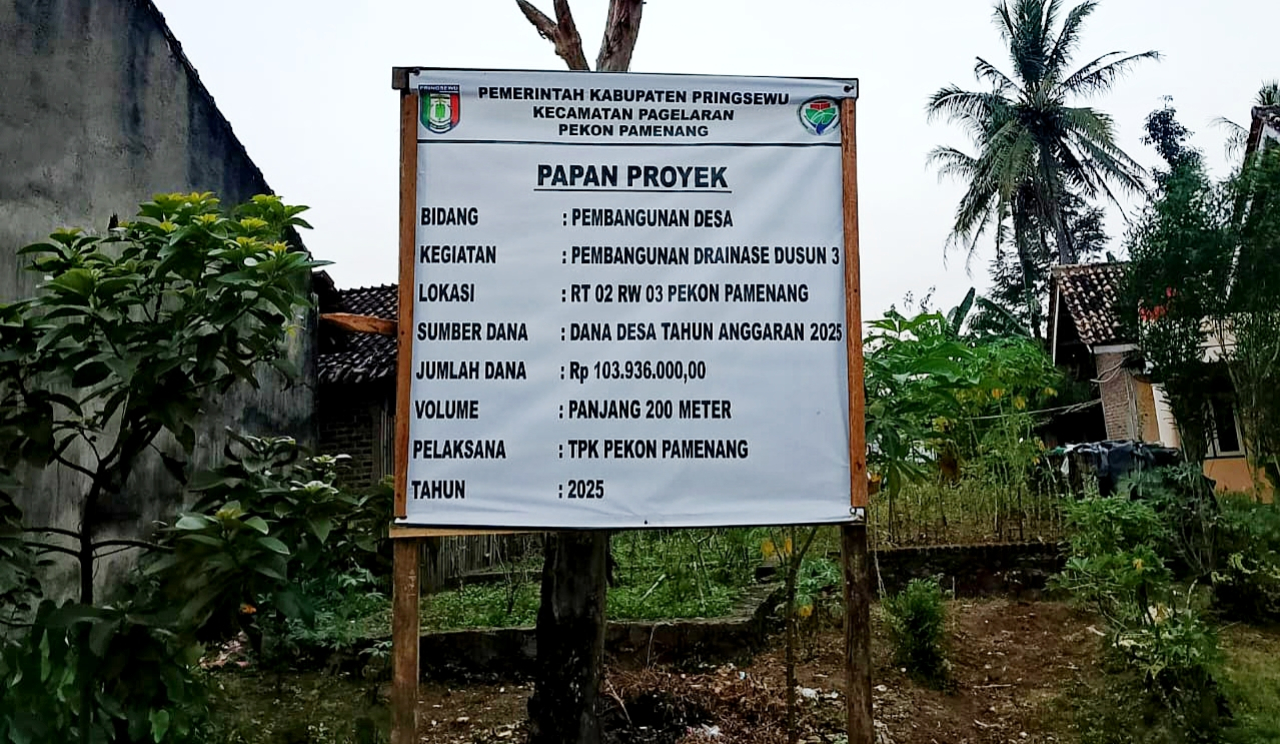 Pemerintah Desa Pamenang Merealisasikan Pembangunan Drainase Angaran DD Tahap 1 Tahun 2025