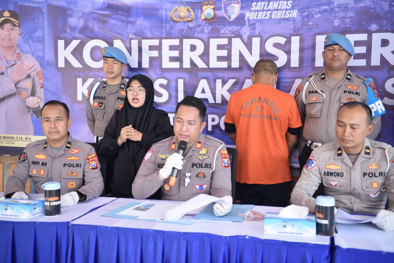 Satlantas Polres Gresik Tangkap Pelaku Tabrak Lari Maut di Menganti, Tewaskan Seorang Remaja