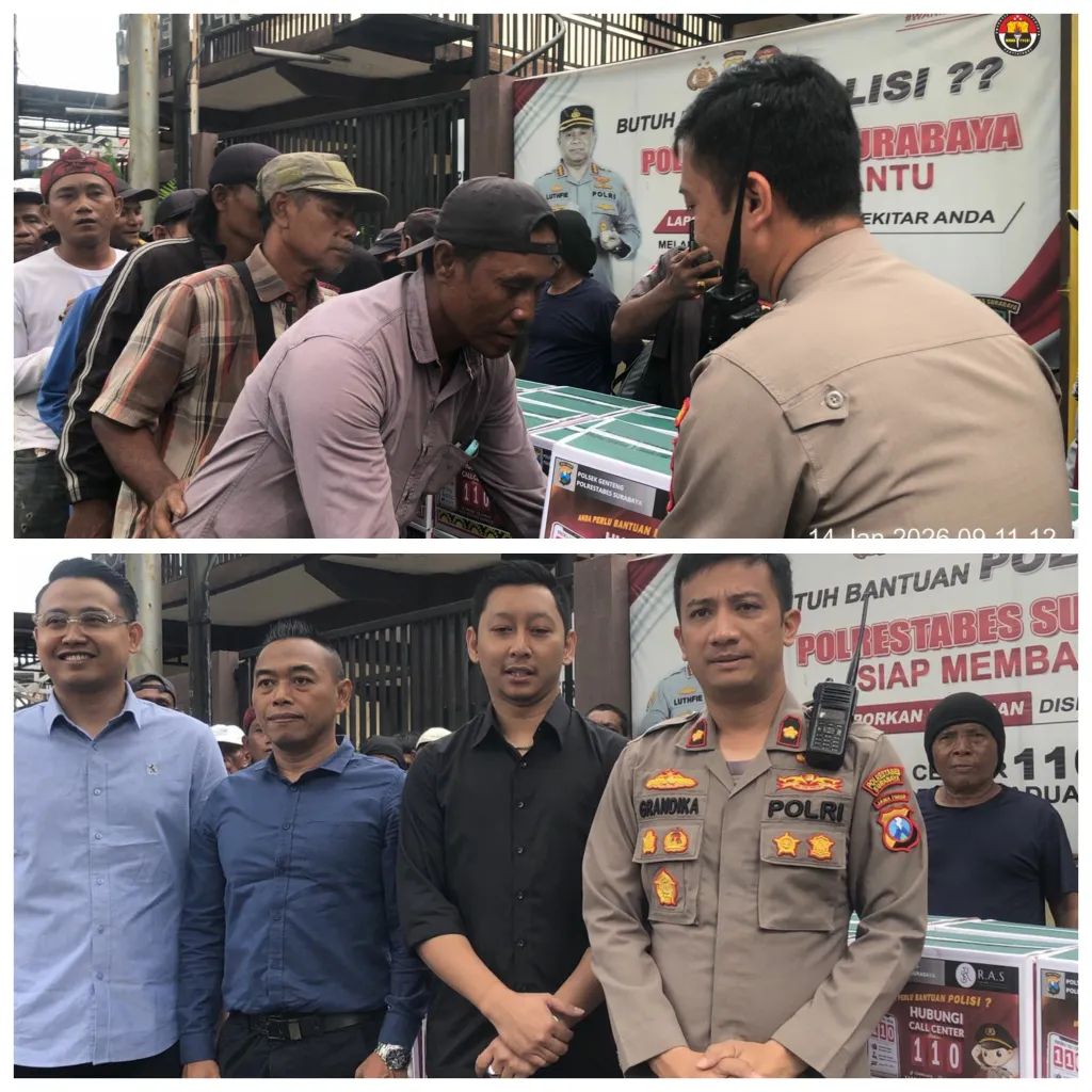 Menjelang Peringatan Isra Mi'raj, Kapolsek Genteng Berbagi, Salurkan 100 Paket Sembako untuk Tukang Becak dan Ojol