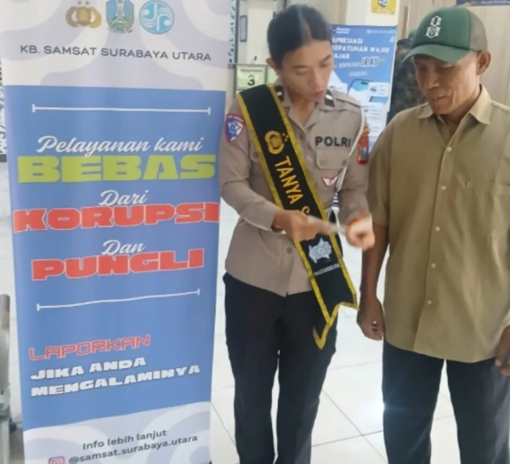 Polantas Menyapa di Samsat Surabaya Utara, Tegaskan Layanan Pajak Kendaraan Tanpa Calo