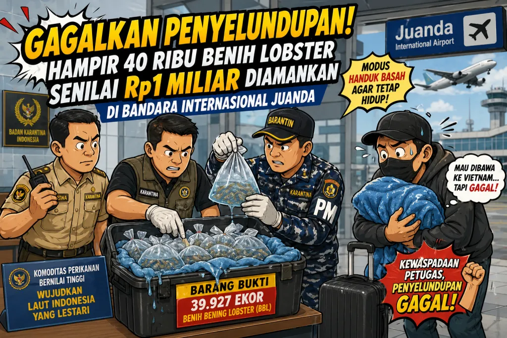 Gagalkan Penyelundupan! Hampir 40 Ribu Benih Lobster Senilai Rp1 Miliar Diamankan di Bandara Internasional Juanda