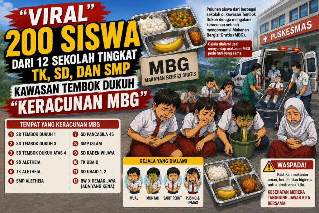 VIRAL" 200 Siswa Dari 12 Sekolah Tingkat TK, SD, dan SMP Kawasan Tembok Dukuh "Keracunan MBG