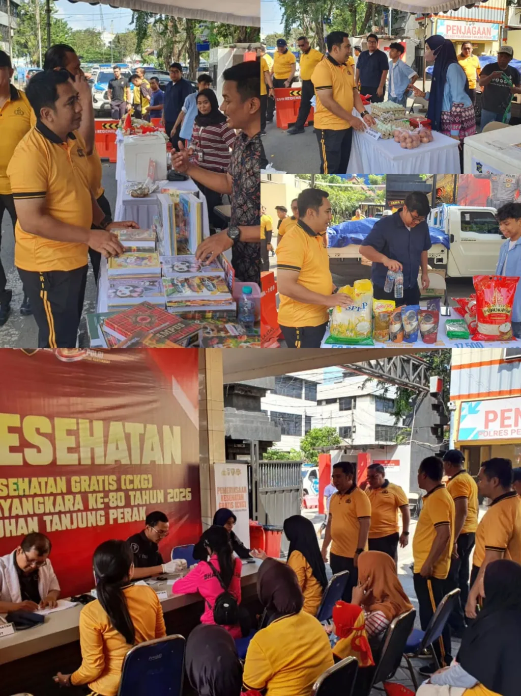 BRAVO" Semarak HUT ke-80 Bhayangkara, Polres Pelabuhan Tanjung Perak Gelar Bakti Kesehatan hingga Bazar Murah