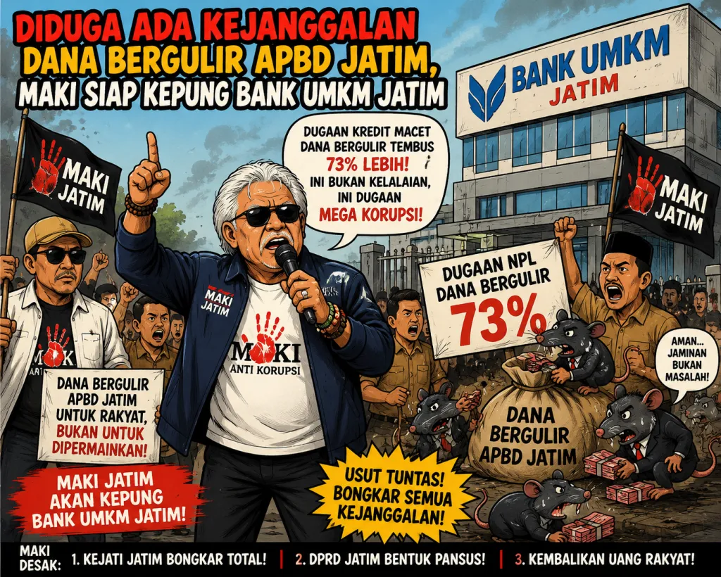 Diduga Ada Kejanggalan Dana Bergulir APBD Jatim, MAKI Siap Kepung Bank UMKM Jatim