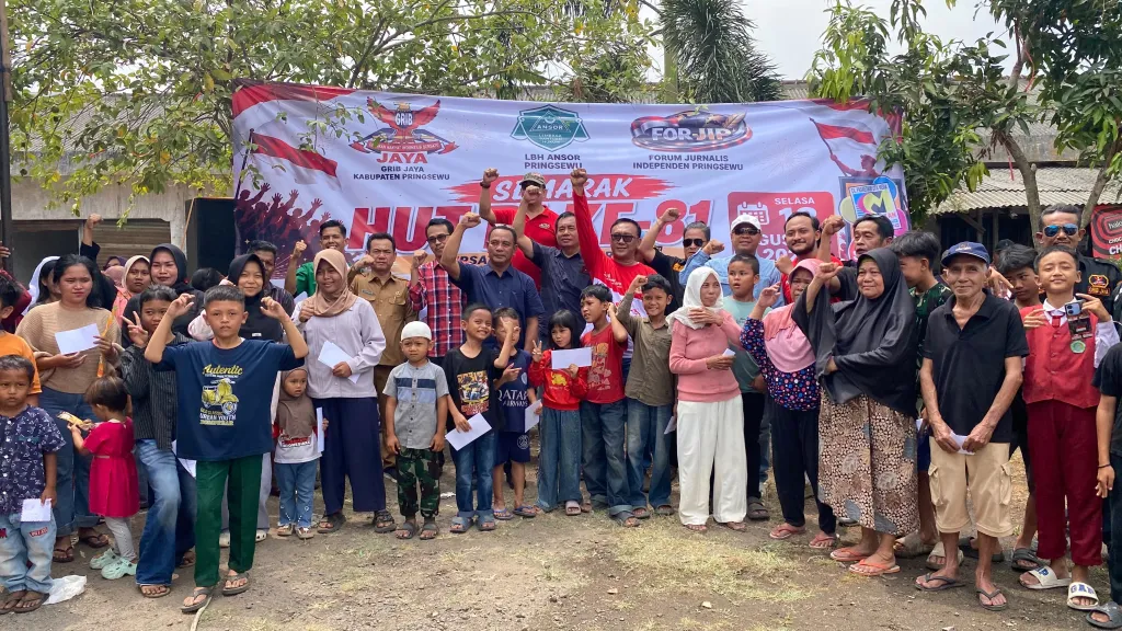 Sambut HUT RI ke-81, Koalisi FOR-JIP, LBH Ansor dan GRIB Pringsewu Gelar Donor Darah, Santunan serta Pentas Seni Budaya