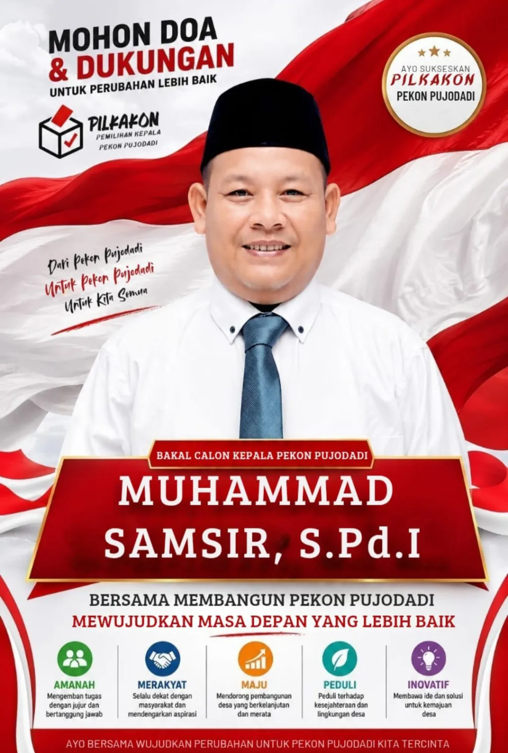 Usung Visi Misi Transparan dan Sejahtera, Muhammad Samsir Bakal Calon Kepala Pekon Siap Bawa Pekon Pujodadi Mandiri